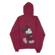 DISNEY Mickey Mouse Mens Maroon Hoodie Full Zip S Online Hot Sale