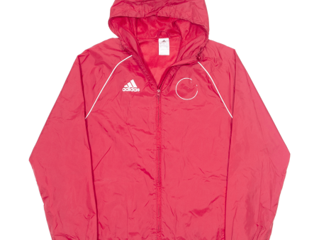 ADIDAS Mens Rain Jacket Red Nylon Hooded S Discount