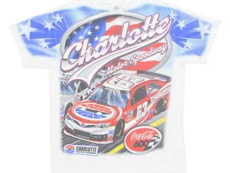 DELTA Charlotte Motor Speedway Mens Biker T-Shirt Cream USA M For Cheap