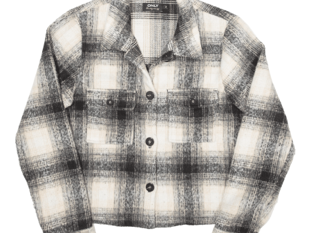 ONLY Cropped Womens Jacket Cream Wool Check M Online