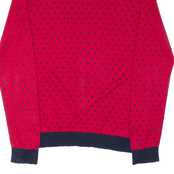 TOMMY HILFIGER Womens Patterned Jumper Red Spotted Tight Knit L Online Hot Sale