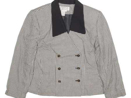 ATRIUM COLLECTION Womens Blazer Jacket Black 90s Gingham M For Cheap