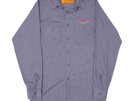 RED KAP Mens Worker Shirt Blue Check Long Sleeve M Cheap