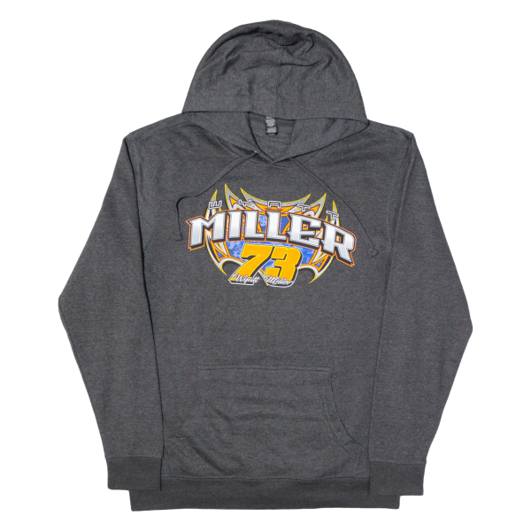 DISTRICT Wyatt Miller 73 Dirt Track Cowboy Racing Mens Grey Hoodie M Online now