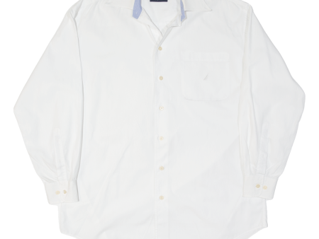 NAUTICA Mens Plain Shirt White Long Sleeve XL Online Sale