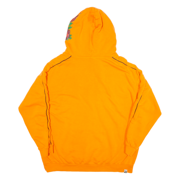 PUMA Relaxed Fit Floral Womens Orange Hoodie UK 12 For Cheap