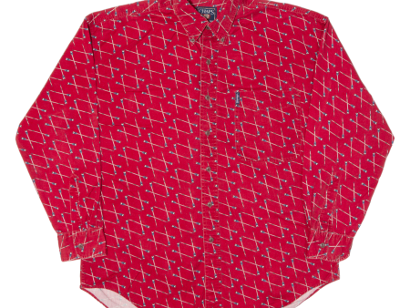 CHAPS RALPH LAUREN Oar Print Mens Shirt Red Long Sleeve L Sale