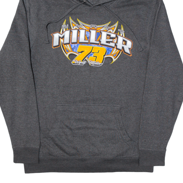 DISTRICT Wyatt Miller 73 Dirt Track Cowboy Racing Mens Grey Hoodie M Online now