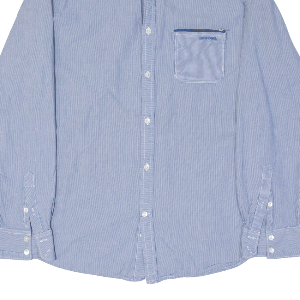 DIESEL Mens Shirt Blue Pinstripe Long Sleeve L Fashion