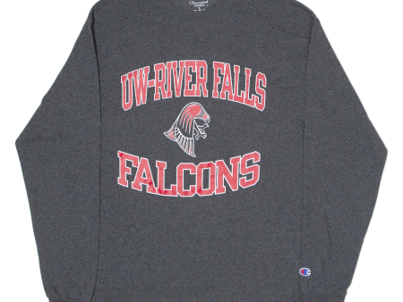 CHAMPION UW-River Falls Falcons Mens T-Shirt Grey Long Sleeve USA L For Cheap