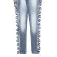 CARPAM Rhinestone Cut Out Womens Jeans Blue Slim Skinny Stone Wash W30 L31 For Sale