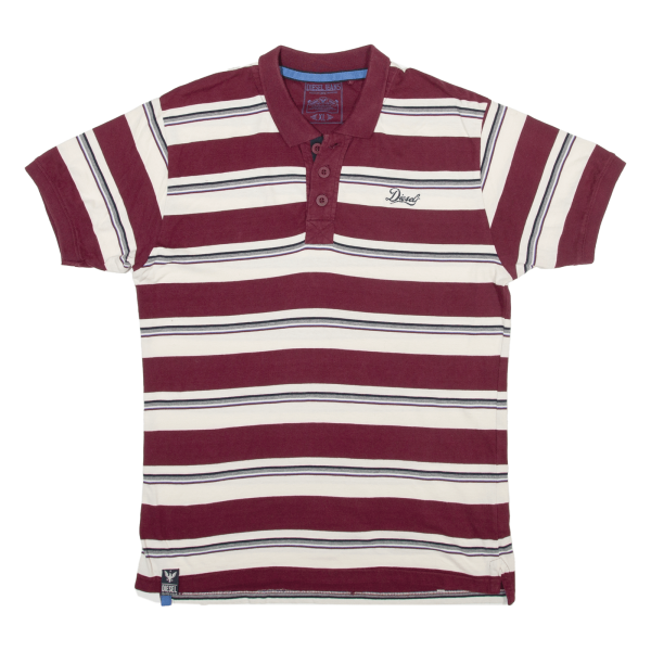 DIESEL Boys Polo Shirt Red Striped XL Sale